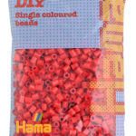 Hama strijkkralen midi, rood, in een zakje.