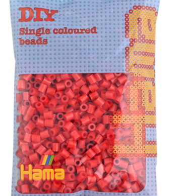 Hama strijkkralen midi, rood, in een zakje.