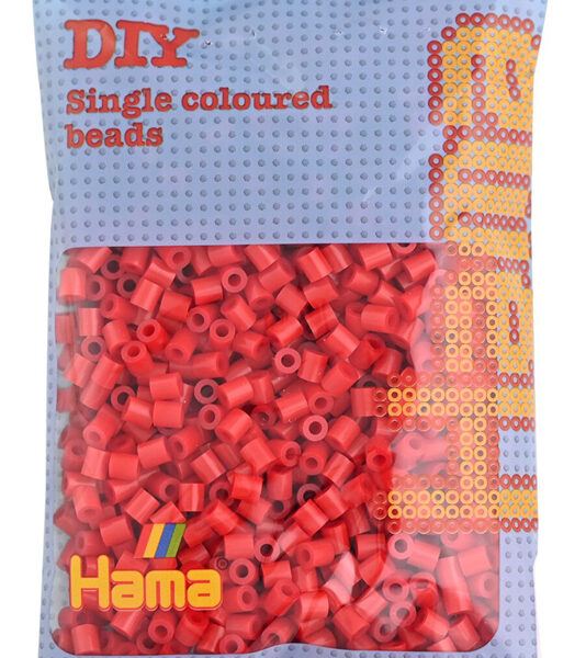 Hama strijkkralen midi, rood, in een zakje.