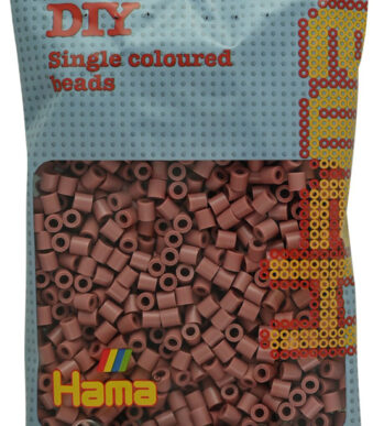 Hama kralenplank met houten kralen, zalmkleur, los verpakt.