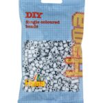 Hama strijkkralen middelgroot, lichtgrijs, in zakje.