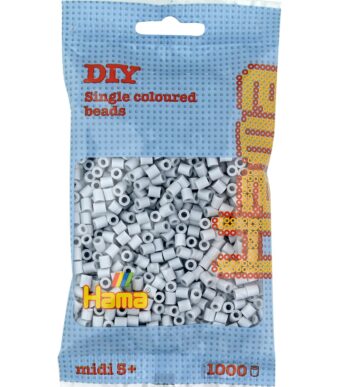 Hama strijkkralen middelgroot, lichtgrijs, in zakje.