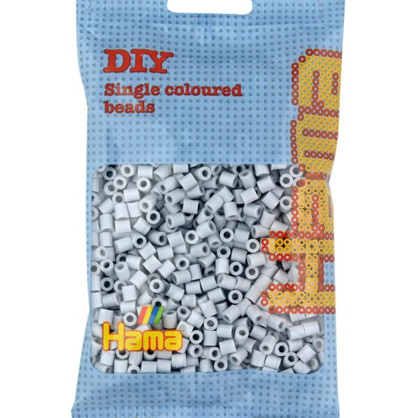 Hama strijkkralen middelgroot, lichtgrijs, in zakje.