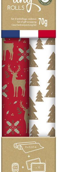 Clairefontaine Cadeaupapier Set 'Tiny Rolls' voor de Feestdagen