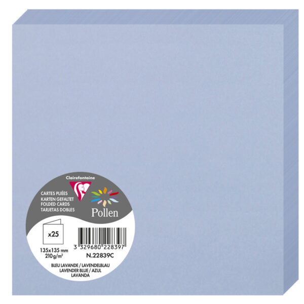 Lavendelblauw dubbelkaartje 135 mm van Pollen by Clairefontaine