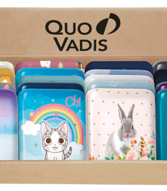 Quo Vadis metalen beloningsdoos op displaystandaard.