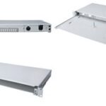 19" glasvezel patchpanel, uitschuifbaar, 1 HE, lichtgrijs