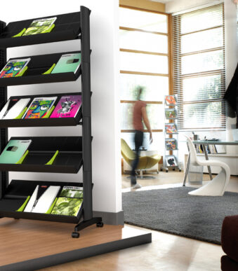 Paperflow brochurerek Uno gemakkelĳke displays, met 5 vakken.