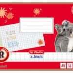 Herlitz rekenboek, formaat A5 liggend, met ruitjespatroon.