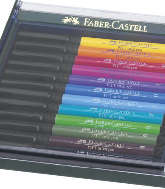 Faber-Castell Inktpotloden Pitt Artist, Etui met 12 Basiskleuren