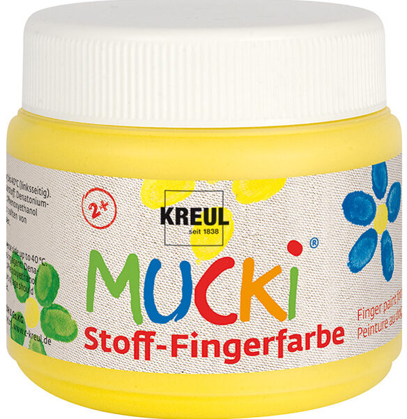 Textielverf 'MUCKI', geel, 150 ml