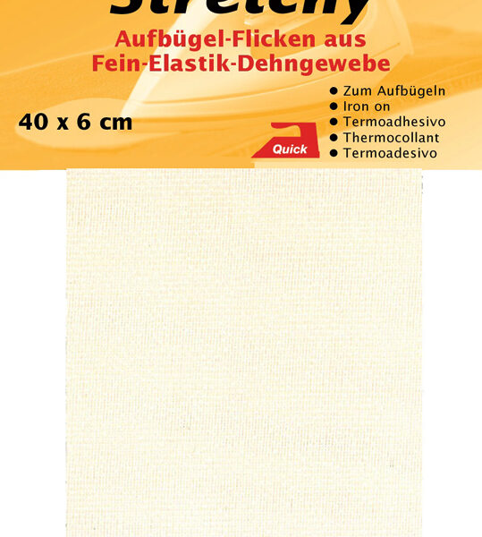 Rekbare strijkplek-verpakking, 400 x 60 mm, crème