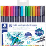 Stiften met kwastpunt, etui met 18 stuks