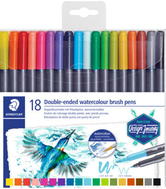 Stiften met kwastpunt, etui met 18 stuks