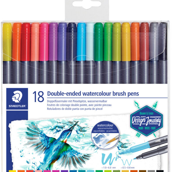 Stiften met kwastpunt, etui met 18 stuks