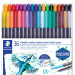 Stiften met penseeluiteinde in etui van 36