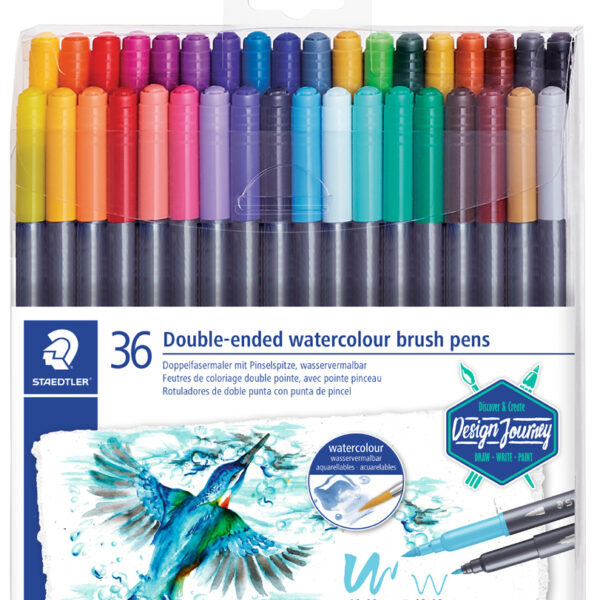 Stiften met penseeluiteinde in etui van 36