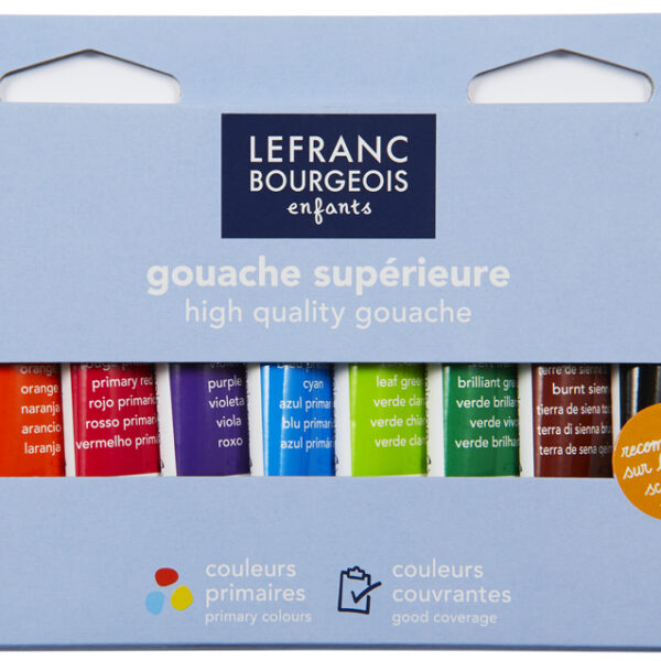 Gouacheverf, 10 kleuren van 10 ml in een etui.