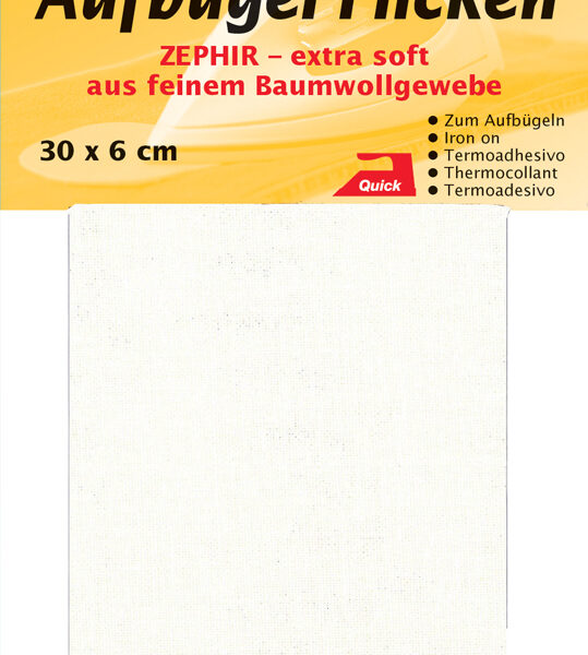 Kleivijf naailappenset, wit, 300 x 60 mm