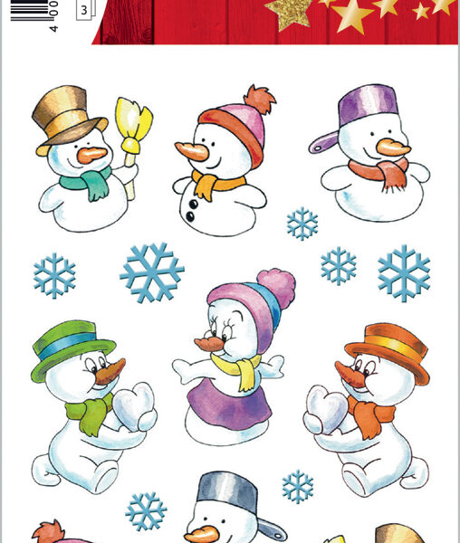 Herma sneeuwpopstickers met decoratie