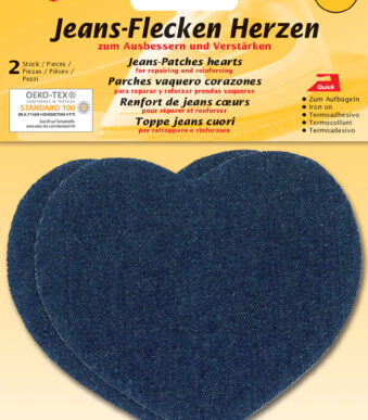 Spijkerbroeklapjes hart, donkerblauw