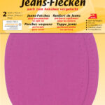 Ovale roze strijklapje voor jeans, 130 x 100 mm