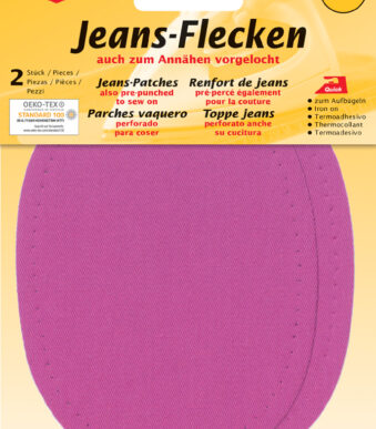 Ovale roze strijklapje voor jeans, 130 x 100 mm