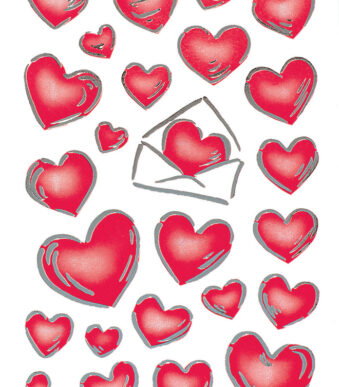 Hartstikken & letterstickers, zilverkleurig reliëf