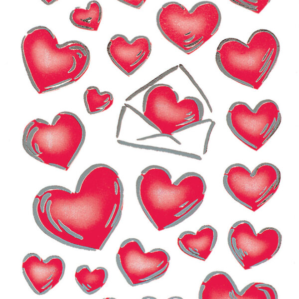 Hartstikken & letterstickers, zilverkleurig reliëf