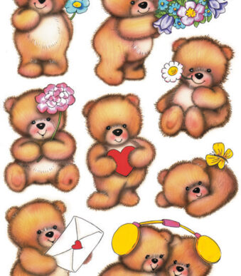 Herma Stickervel 'Beren met bloemen'