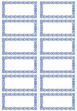 Huishoud-etiketten met blauwe rand