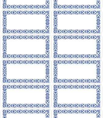 Huishoud-etiketten met blauwe rand