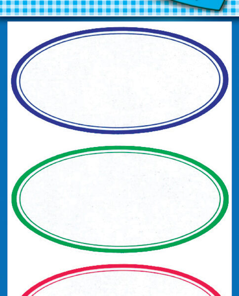 Huishoudelijke ovale gekleurde etiketten