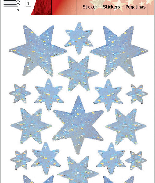 Herma feestdagen-stickers decor 'Sterren', zilver, holografisch.