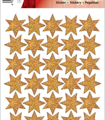 Herma kerstversiering-stickers 'Sterren', goud, glimmend.