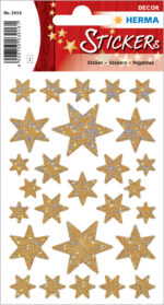 Herma Kerststerren Stickers, Goud Holografisch