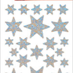 Herma kerstdecoratie stickers 'Sterren', zilver, holografisch.