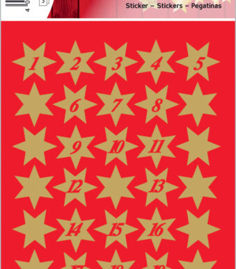 Herma feestdagstickers Decoratie 'Sterren', goudkleurig met cijfers