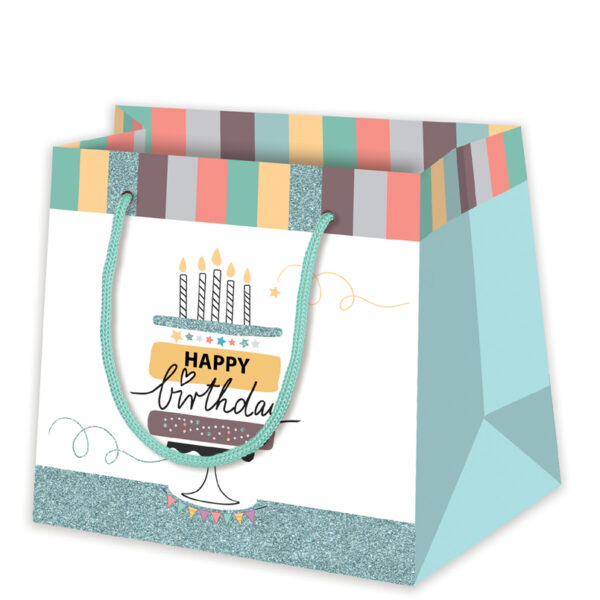 Cadeauzakje 'Vrolijke Eco Verjaardag Taart', klein
