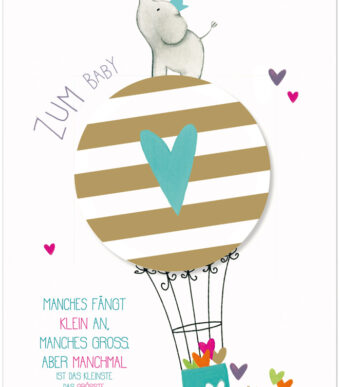 XL geboortewenskaart 'Luchtballon'