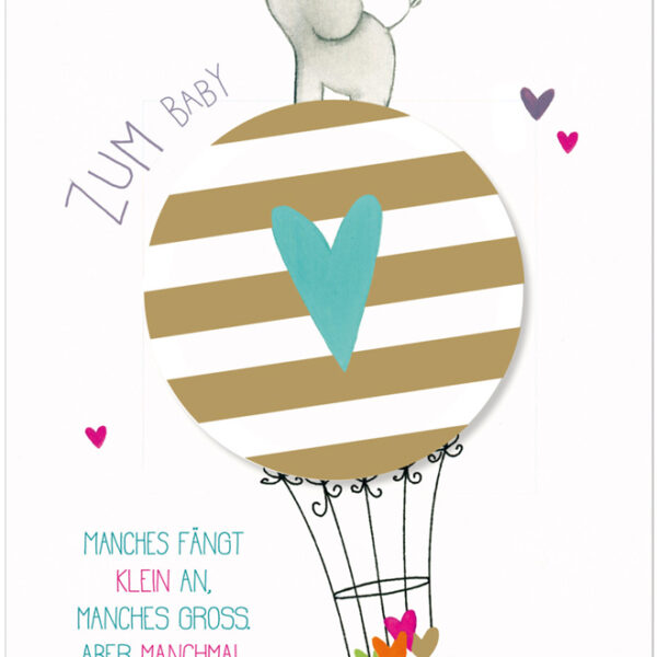 XL geboortewenskaart 'Luchtballon'