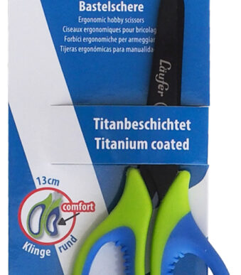 Ergonomische ambachtsschaar, lengte: 130 mm, groen/blauw