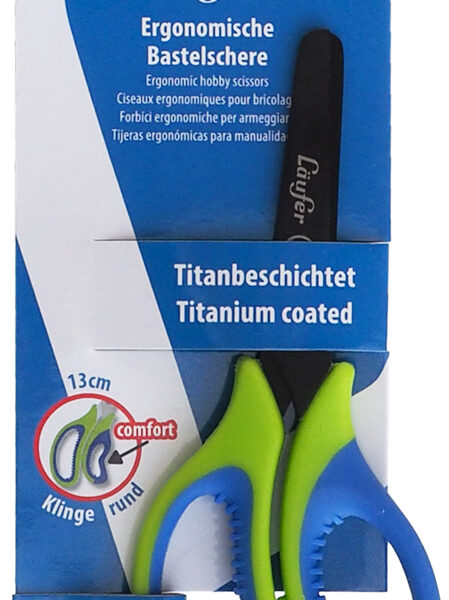 Ergonomische ambachtsschaar, lengte: 130 mm, groen/blauw