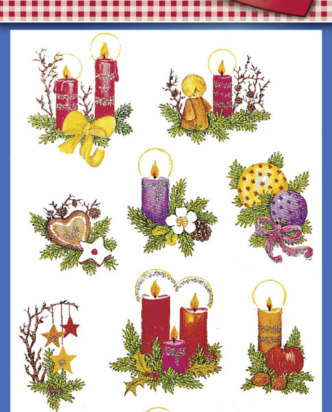 Avery stickervellen, kerststukken.