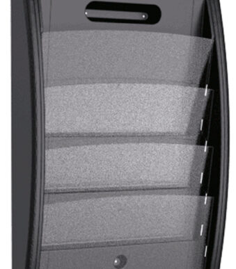 Wandbrochurehouder Snelmontage, 4 vakken, zwart