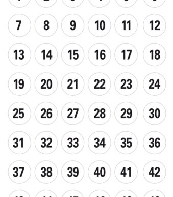 Cijferstickers 1-240, diameter: 12 mm, wit