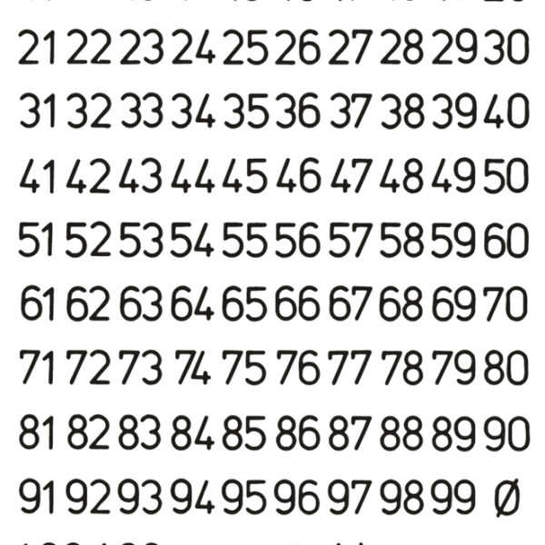 Etiketten Nummers 1-100, Folie Zwart, Hoogte: 5 mm