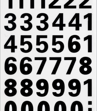 Cijferstickers 0-9, folie zwart, hoogte: 15 mm