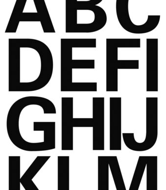 Stickerzelfklever letters A-Z, folie zwart, 25 mm hoog