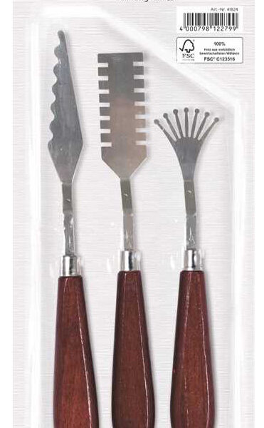 Gekartelde uitzetmessen, set van 3